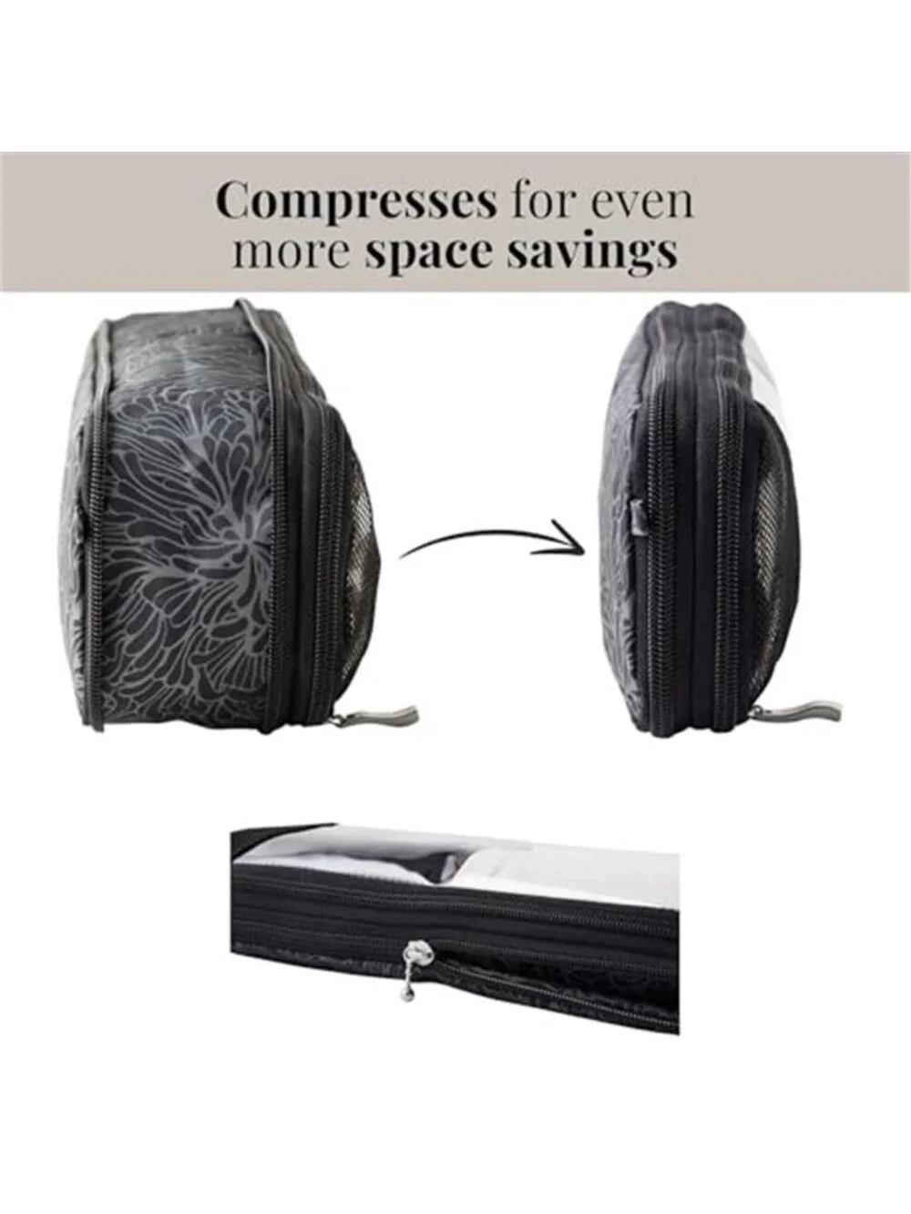 Compression Packing Cube Travel Organizer Bag Zipper Luggage Clothes Storage
